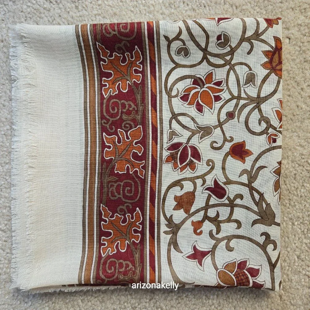 NWOT Metropolitan Museum of Art Wool & Silk Square Scarf Autumn Fall Colors NYC
